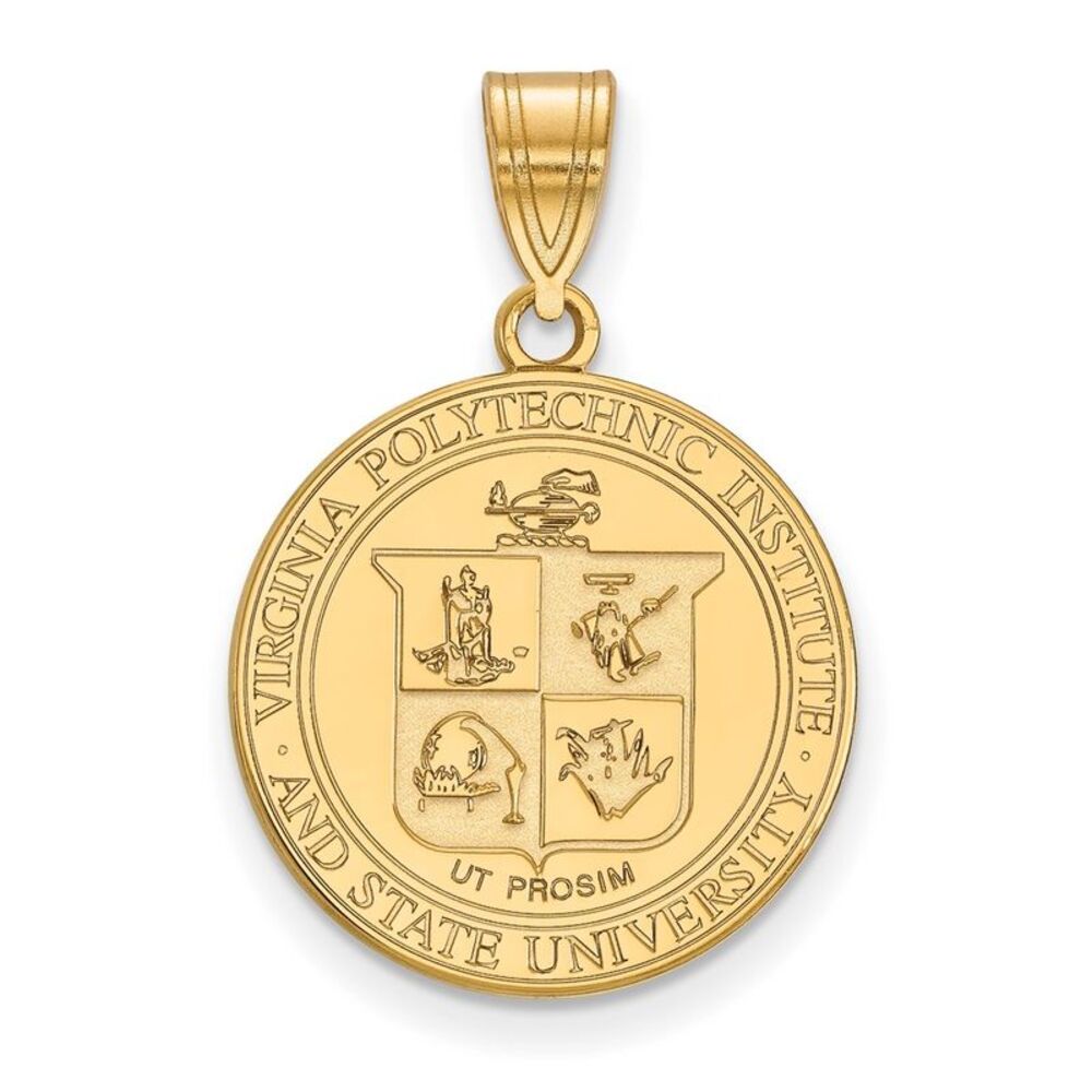 10K Yellow Gold Virginia Tech Large Crest Disc Pendant